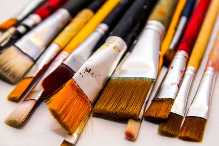 Brushes for painting group of objects white backgroundの写真素材
