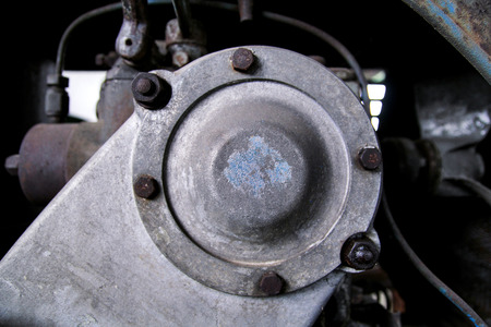 The metal part of the old machine, close-up