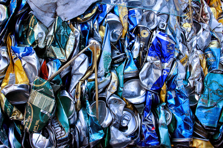 Belgrade, Serbia - September 30, 2016 - Many Garbage cans . Sorting garbage. Ecology and recycle concept. Trash, Bin, Rubbish, Plastic Bags pileのeditorial素材