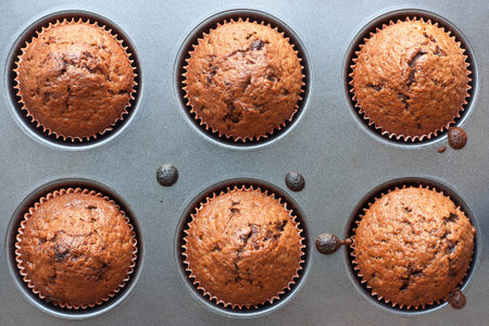 freshly made chocolate muffinsの写真素材