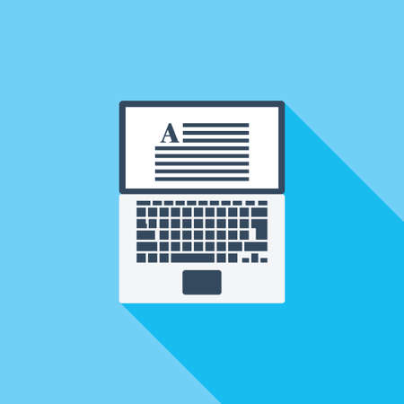 Computer flat icon. Modern flat icon with long shadow effect in stylish colors.のイラスト素材