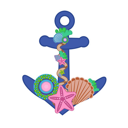 Cartoon and color vector illustration of anchor.のイラスト素材