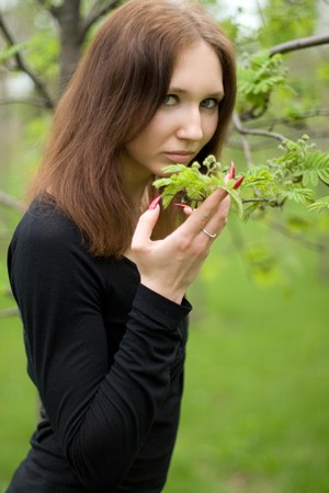 Girl walking outdoor の写真素材