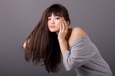 Closeup portrait of a beautiful womanの写真素材