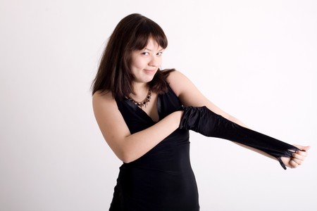 Closeup portrait of a sexy woman in night dressの写真素材