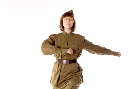 Studio portrait of a soldier の写真素材