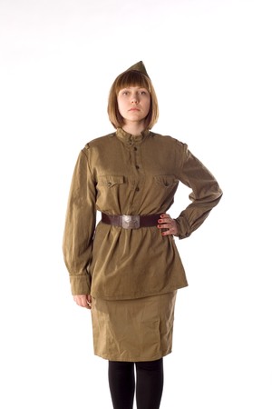 Studio portrait of a soldier の写真素材