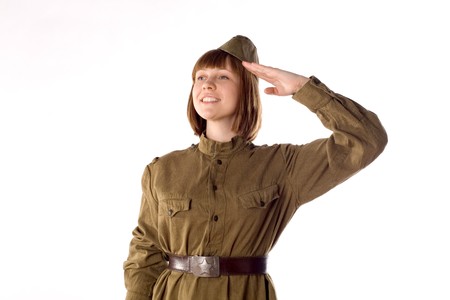 Studio portrait of a soldier の写真素材