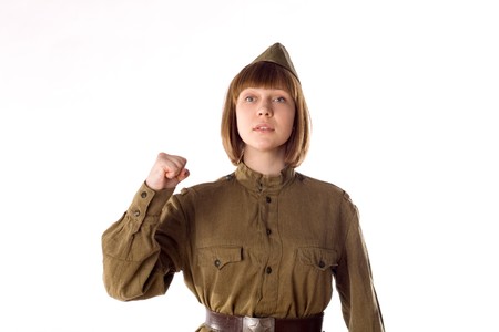 Studio portrait of a soldier の写真素材