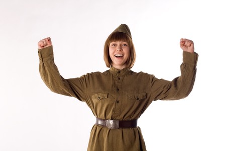 Studio portrait of a soldier の写真素材