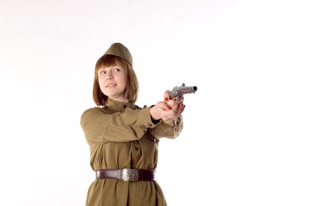 Studio portrait of a soldier の写真素材