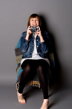 Girl with a cameraの写真素材