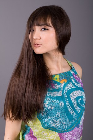 Closeup portrait of a beautiful womanの写真素材