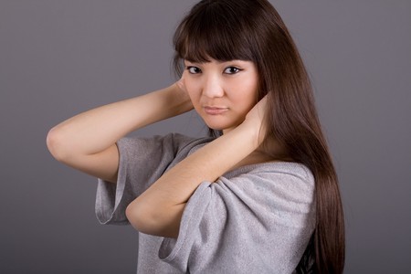 Closeup portrait of a beautiful womanの写真素材