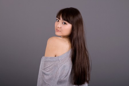 Closeup portrait of a beautiful womanの写真素材