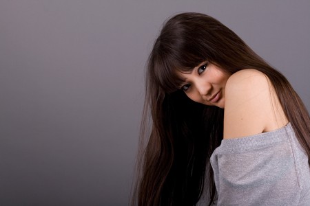 Closeup portrait of a beautiful womanの写真素材