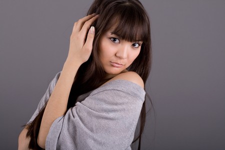 Closeup portrait of a beautiful womanの写真素材