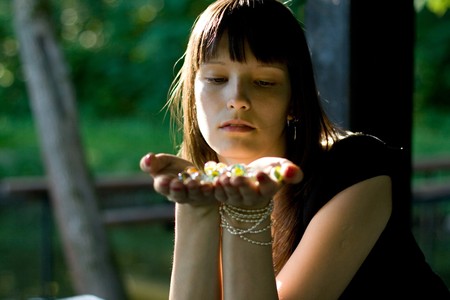 Girl posing outdoor の写真素材