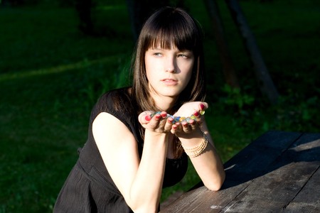 Girl posing outdoor の写真素材