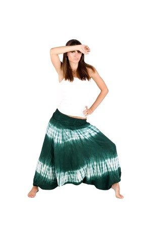 Girl in ethnic clothes studio shot の写真素材