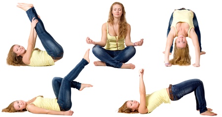 Sportive girl doing exercisesの写真素材