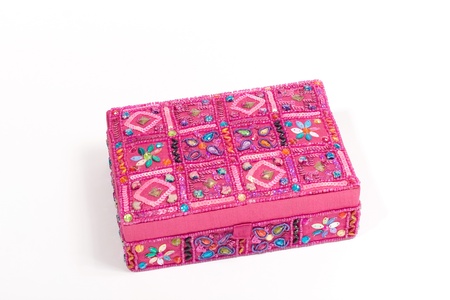 Ethnic box isolated on white backgroundの写真素材