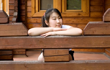 Girl walking outdoor in summerの写真素材