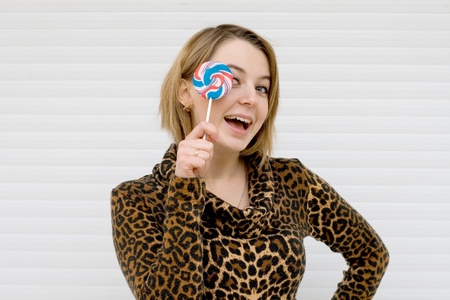 Girl with a lollipopの写真素材