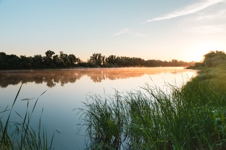 River dawn rush Don russia fog