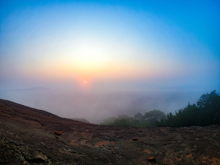 Pidurangala Rock Rays on the mountain fog early morning viewの写真素材