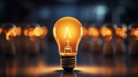Bright warm light bulb concept. Created by AIの素材
