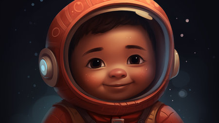 drawing of a child astronaut in a dark styleの素材