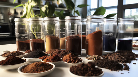 Background soil analysis in the laboratory jars with soilの素材