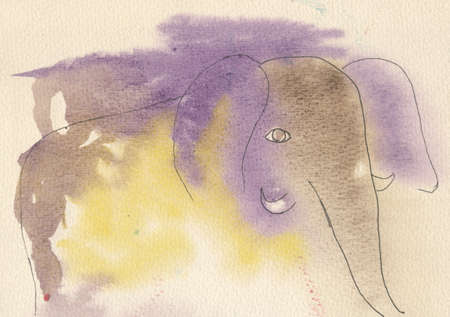 Abstract watercolor painting of an elephant. Hand-drawn illustration.の写真素材