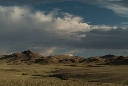 mountain plateau in Mongolia aerial viewの写真素材