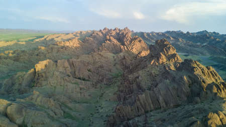 mountain view in the mongolian desertの写真素材