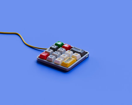 mini keyboard with wire. High quality 3d illustration