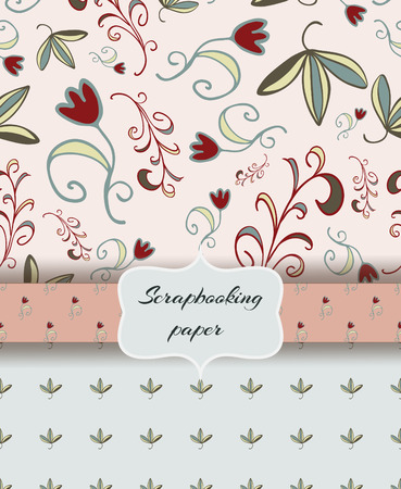 floral scrap booking paperのイラスト素材