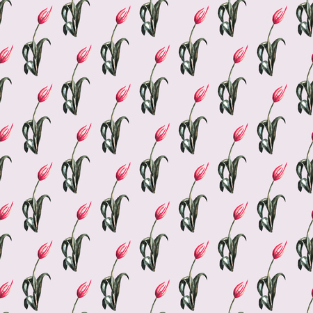 Seamless watercolor pattern with lily flowersの写真素材