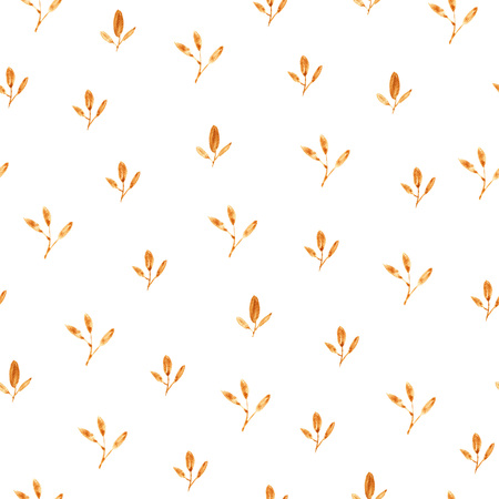 Simple seamless pattern with   golden leaves.  Loose ink style.の写真素材