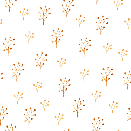 Simple seamless pattern with   golden berry branches.  Loose ink style.の写真素材