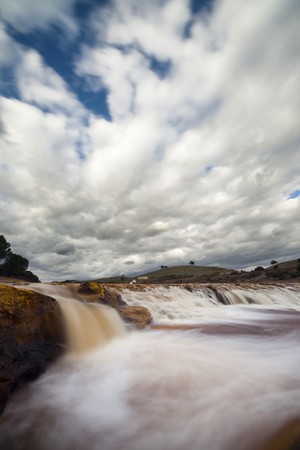 Waterfalls of Rio Tinto as it passes through the mill Gadeaの写真素材