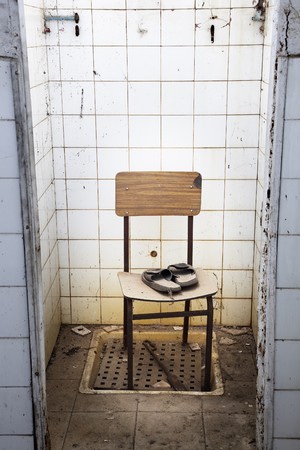 Garment workers in an old factory which is now closed and abandonedの写真素材