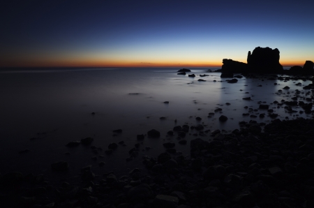 Sunset on the coast of the natural park of Cabo de Gata