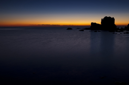 Sunset on the coast of the natural park of Cabo de Gataの写真素材