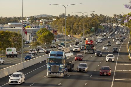 The M1 Motorway is at full capacity as motorists experiance delays from congestion on Queenslands busiest road.のeditorial素材