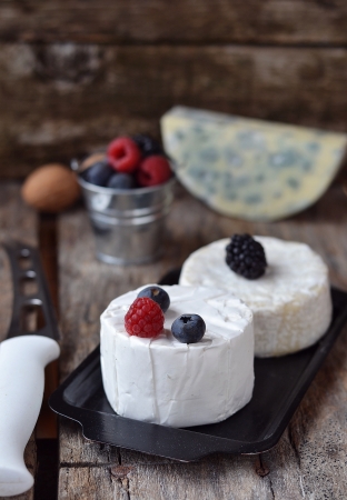 Camembert cheese with  wilde berrysの写真素材