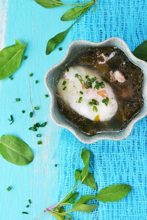 dock soup on the blue backgroundの写真素材