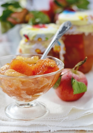 apples  jam in to the glass jar and organic applesの写真素材