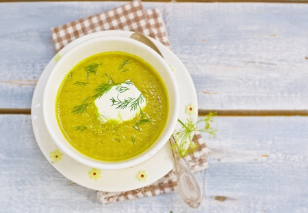 vegetable marrows sour cream and fennel soupの写真素材
